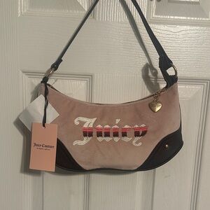 Juicy Couture Pink and Brown Shoulder Bag with Heart Charm